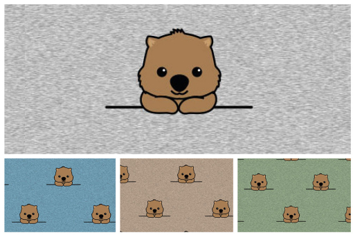 Achtung: Knuddelgefahr! Der süße Wombat hat es sich auf einem Outdoor-Bekleidungsstoff in Melange-Optik bequem gemacht Softshell Wombat S4y Kinderstoffe Softshell Melange - Mein kleiner WombatSoftshellstoff mit Wombats