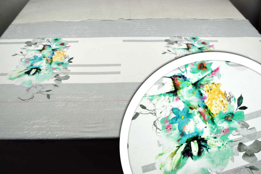 Geschmeidiger Panelstoff aus Viskose und Elasthan, versehen mit romantischem Blütendesign Sp145055 Paneljersey Aquarell Frank Walder Viskose-Paneljersey - Romance