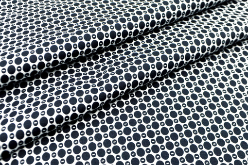 Baumwollstoff mit Stretch-Anteil und tollem Muster, das jeden Betrachter in Staunen versetzt Sp148197 Baumwollstoff Stretch Tupfen Frank Walder Baumwoll-Stretch - Dots Allover - Weiß/Nachtblau