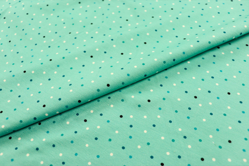 Zarter Baumwolljersey in Blau mit feinem Punktmuster – weich, elastisch und perfekt für stilvolle Basics. Sp165030 Jersey Blue Confetti S4y Sale Jersey - Blue ConfettiJersey Stoff mit Punkten hellblau