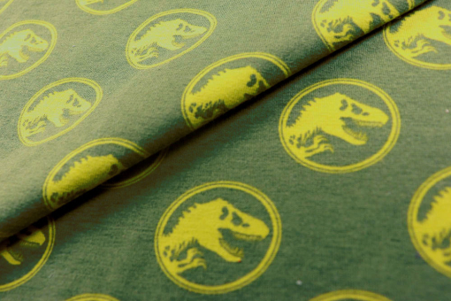 Cooler Dino-Print in Gelb auf Oliv – markant, verspielt und perfekt für kleine Abenteurer. Sp165071 Jersey Trex S4y(1) Kinder Jersey - T-RexJersey mit Dino Muster