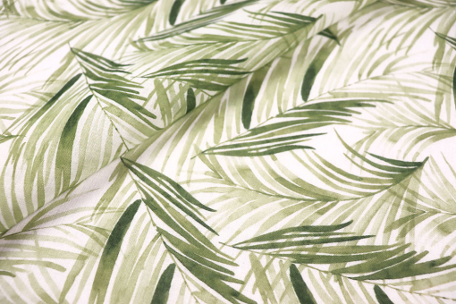 Sommerlicher Gardinenstoff mit Digitalprint - luftig, locker, leicht! Sp174030 Gardinenleinen Blaetter S4 Gardinen transparent Gardinenleinen - Summer JungleGardinenstoff mit Pflanzendesign