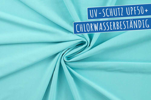 Premium-Badeanzugstoff mit UV-Schutzfaktor 50 - chlorwasserbeständig, super stretchig! Sp176 Badeanzugstoff Tuerkis Badeanzugstoffe / Lycra Badeanzugstoff - Chlorwasser/UV-Schutz - TürkisBadeanzugstoff in Türkis