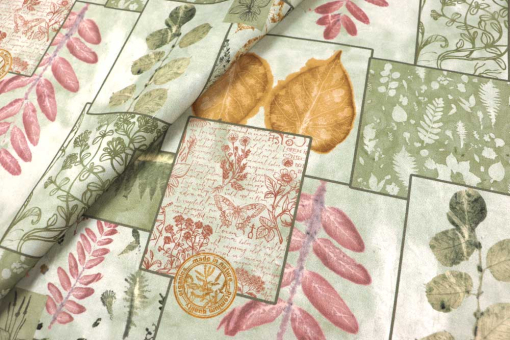 Wunderschöner Mustermix in harmonischen Farben auf hochwertiger, robuster Grundware Sp177036 Dekostoff Patchwork S4 Dekostoffe Patchwork Dekostoff - Pflanzen-PatchworkDekostoff mit Pflanzenmotiv
