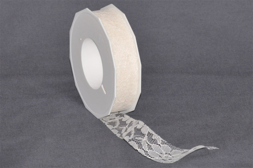 Romantisches Spitzenband in Champagner in 4 cm Breite Spitzenband Champagner Z1 Top-Seller Spitzenband Champagner - 40 mm - 25 m Rolle