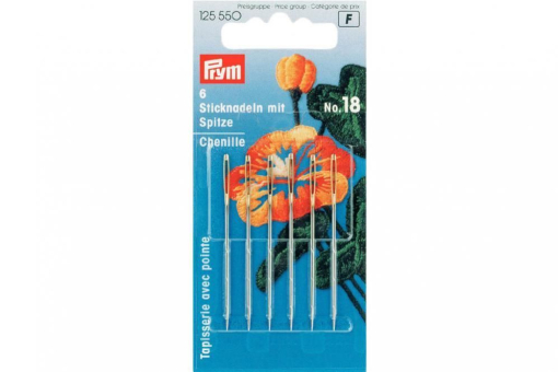 Sticknadeln 125550 Z1 Nadeln Sticknadeln mit Sp. Prym ST 18 - 1,2 x 50 mm Silber/Gold