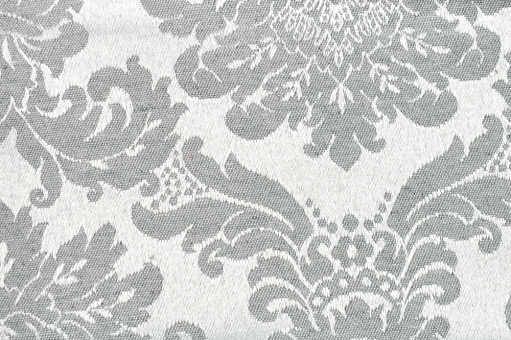 Barock-Ornamente, aufwendig eingewoben in edles Mischgewebe mit Baumwollanteil - perfekt für großflächige Wohndeko! Td5083 Tischdeckenstoff Damast Barock Grau Tischdeckenstoffe Tischdeckenstoff Damast - Theresia - 280 cm - GrauDamaststoff mit Barockmuster in Grau
