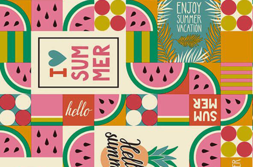 Retro-Sommer für Ihren Tisch: Wachstuch-Stoff mit Wassermelone und Ananas! Td5100 Wachstuch Retro Sommer.jpeg Outdoor Wachstuch - Retro-SommerBunte Sommer wachstuch tischdeckenstoff mit wassermelonen und ananas muster