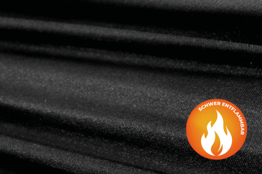 Extrem elastischer Stoff, schwer entflammbar zertifiziert, für den Einsatz in öffentlichen Bereich und bei Events Tg1199 Event Stretch Schwerentflammbar Mit Logo(1) Schwer entflammbar B1 Event-Stretch - B1 schwer entflammbar - 300 cm - SchwarzUltra Stretch schwer entflammbar Stoff Schwarz