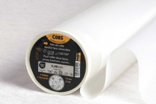 Beidseitig klebendes Bügelvlies für elastische Stoffe Tg1246 Elastischer Klebefilm Vlies Einbügel-/Nähvlies Elastisches Klebevlies - aufbügelbarBeidseitig klebendes Aufbügelvlies für elastische Stoffe