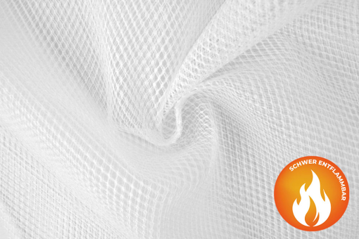 Grobmaschiges Netz, schwer entflammbar nach EN 71-2 Tg1276 Netz Weiss L Juni Netzstoff schwer entflammbar - 250 cm - WeißWeißer Netzstoff
