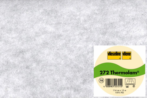 In sich verfestigtes, kompaktes Volumenvlies für Patchwork- und Quiltarbeiten, Hussen, Taschen usw. Thermoplan 272 Logo Z1 Watte/-Vlies Thermolam - Weiß