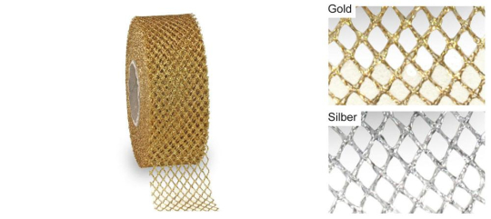 Metallisch glänzendes Tüllband, ideal für Weihnachten und andere Anlässe Tuellband 40mm S4y Mit Z1 Weihnachten Tüllband Metallic - 40 mm - 20 m-Rolle