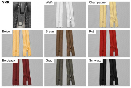 Ykk Nichtteilbar Farbtafel S4 Mit Z1 Kunststoff YKK-Kunststoff-Reißverschluss - nicht teilbar - 40 cm