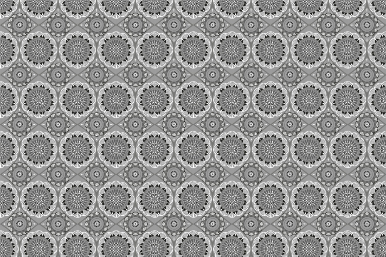 Baumwollstoff Lima Retro Mandalas Grau Weiss