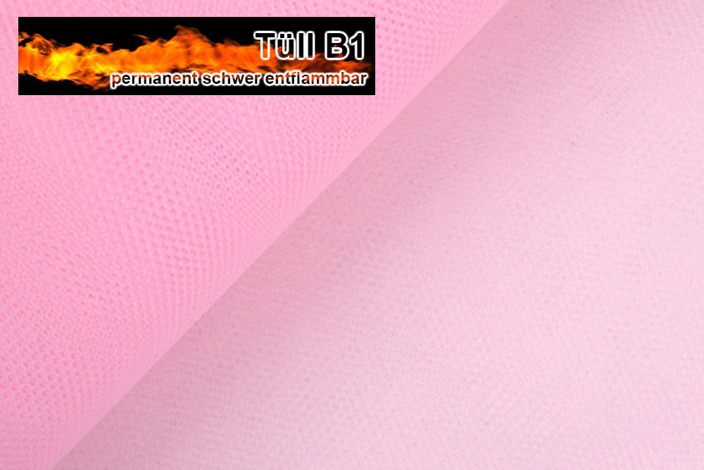 Tüll permanent schwer entflammbar - Rosa - 3,0 Meter 