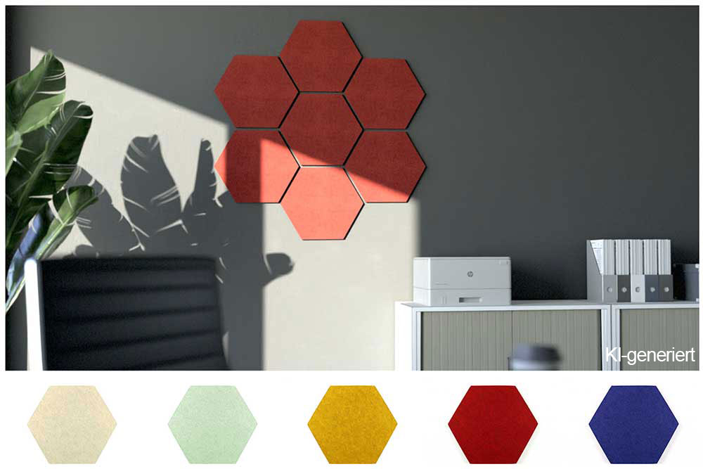 Akustikpaneel Wand - Blue Fiber - Hexagon 40 - inkl. Befestigung 