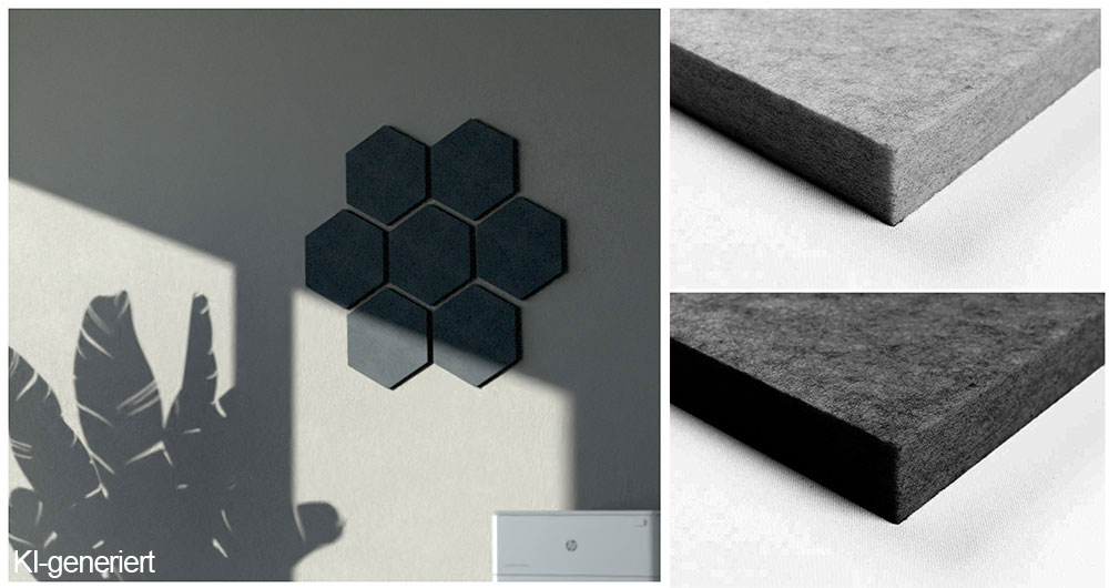 Akustikpaneel Wand - Blue Fiber - Hexagon 25 - inkl. Befestigung 