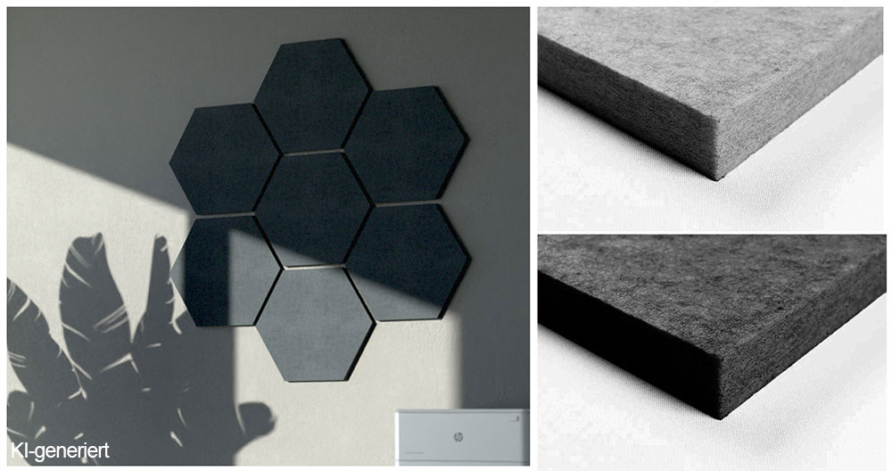 Akustikpaneel Wand - Blue Fiber - Hexagon 40 - inkl. Befestigung 