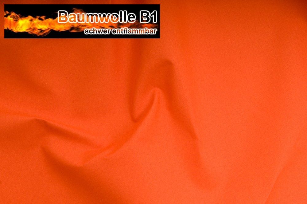 Baumwoll Stoff 130 cm - schwer entflammbar B1 - Orange - 1,0 Meter 