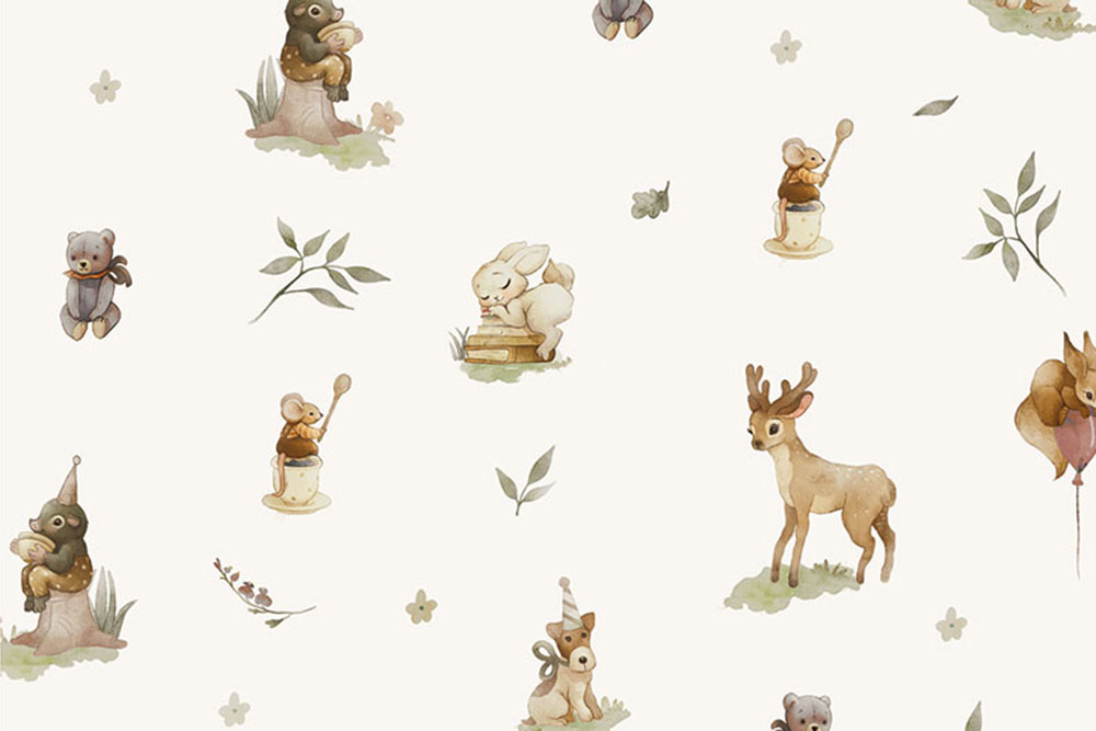 Baumwollflanell - Forest Friends Party 