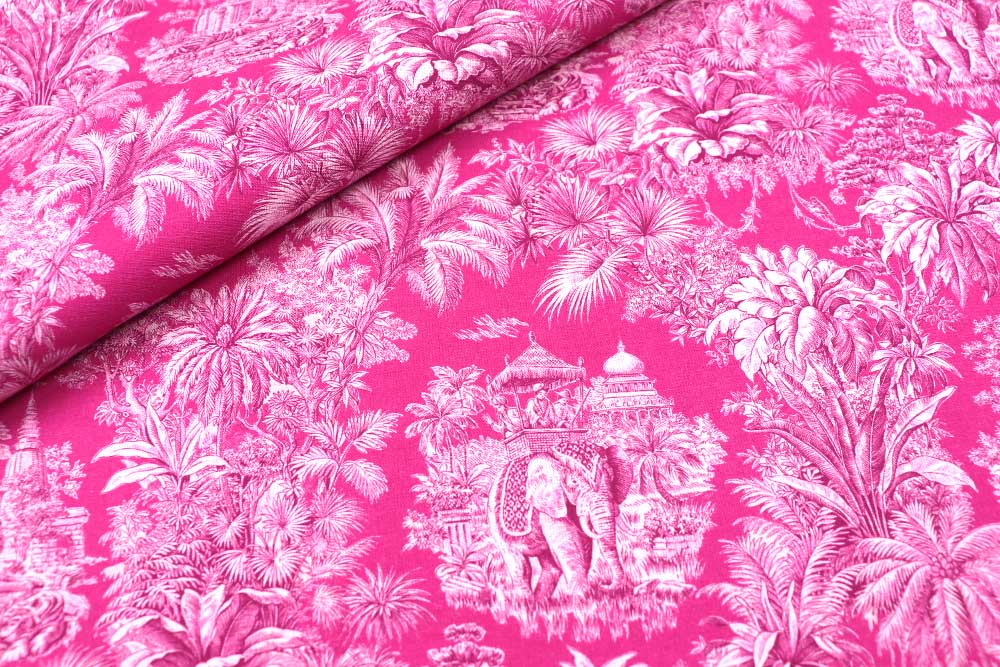 Baumwollstoff - Toile de Jouy - Mayani Pink 