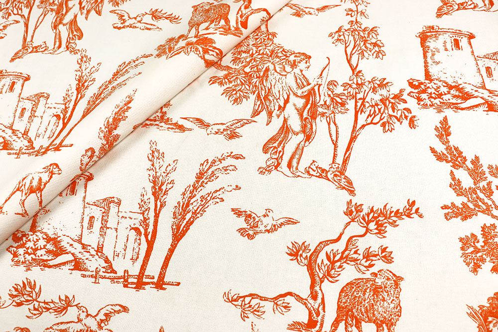 Baumwoll-Dekostoff - Toile de Jouy Amor - Weiß 