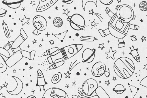 Ausmalstoff Baumwolle - Astronaut 