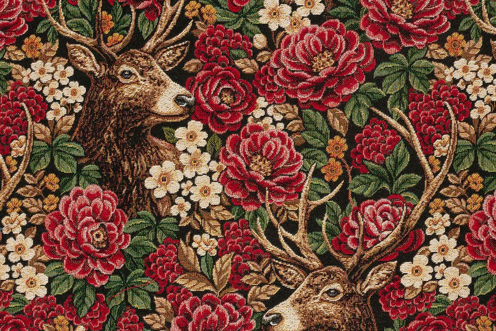 Gobelin - Blüten und Hirsche 