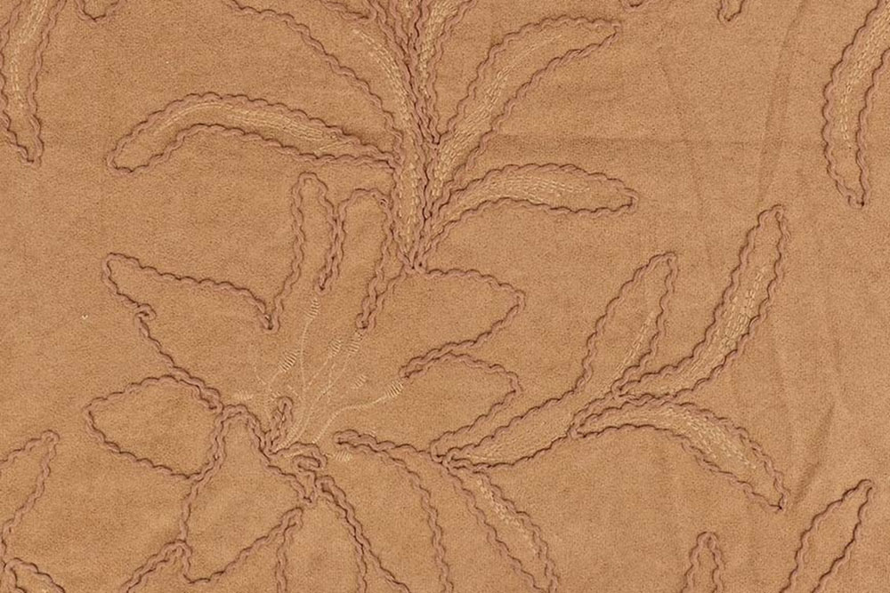 Wildleder-Imitat - Blumenstickerei 