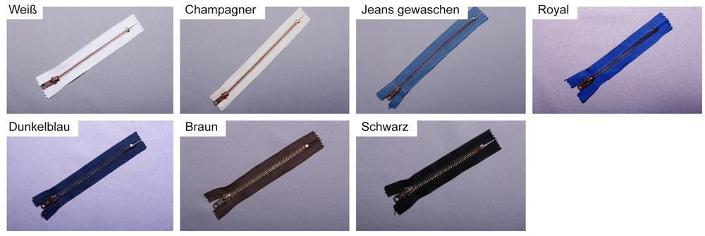 Metall-Reißverschluss nicht teilbar - 10 cm - brüniert 