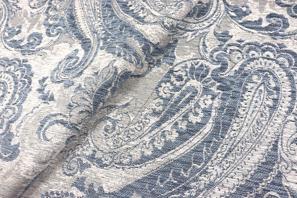 Möbelstoff - Chenille Paisley - Blau 