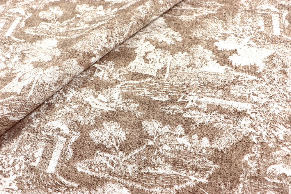 Dekostoff - Toile de Jouy Seneca - 280 cm - Sand 