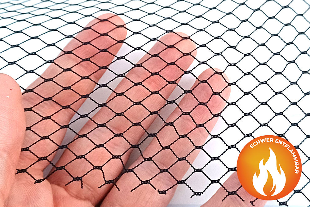 Netzstoff schwer entflammbar - 250 cm - Schwarz 