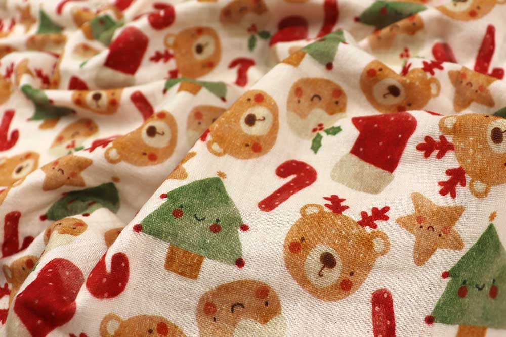 Weihnachts-Musselin - Rentier-Teddy 