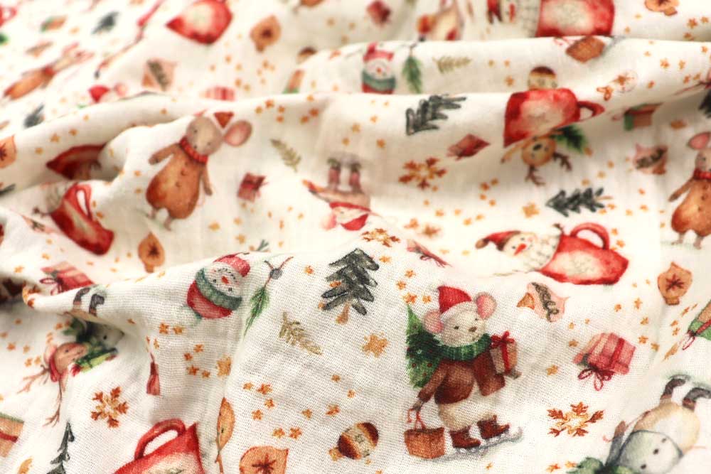 Weihnachts-Musselin - Winterliche Mäuse 
