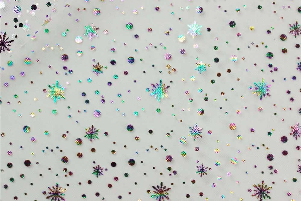 Feintüll Hologramm - Schneeflocken 