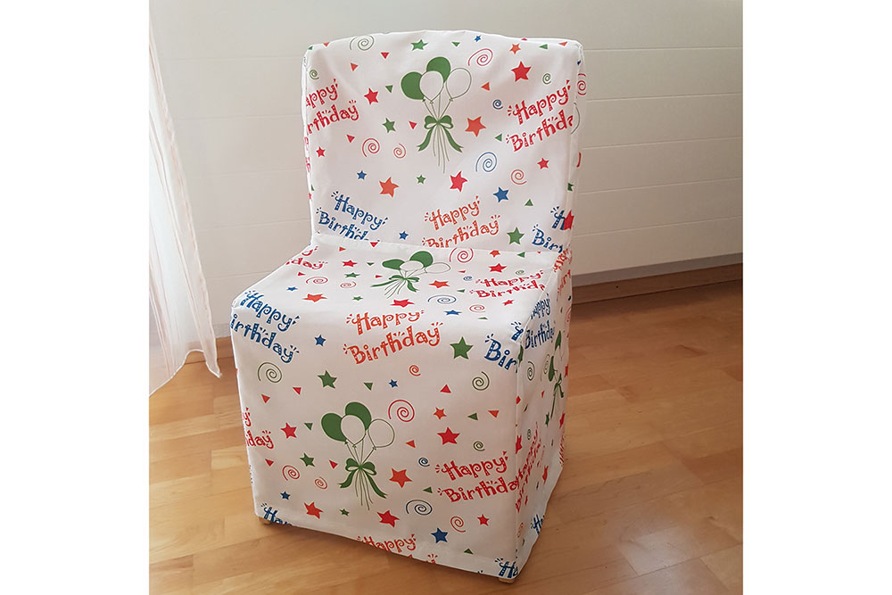Bedruckter, permanent schwer entflammbarer Dekostoff mit buntem Geburtstags-Motiv  102 104798 Dekostoffe Gemustert Trevira CS - Happy Birthday