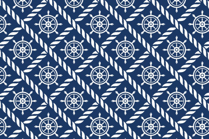 Herrlich maritimes Motiv auf weicher Kombination aus Frottee und Fleece 102357 Frottee Fleece Steuerrad Seil Blau Fleecestoffe Frottee-Fleece - Marine-Welt Steuerrad/Seil
