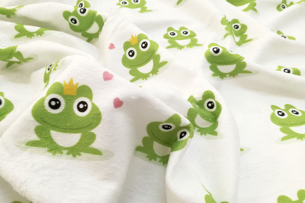 Fantastische Kombination aus Frottee- und Fleece-Stoff mit richtig witzigem Froschmotiv 102673 Frotteefleece Froschkoenig Kinderstoffe Frottee-Fleece - Froschkönig