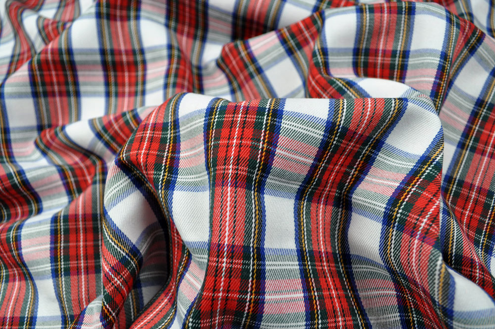 Toller Karo-Stoff - ideal für bunte Kostüme und mehr  Bk5269 Schottenkaro Weiss Rot S4y Fasnacht Stoffe bunt Clown-Karo-Stoff - Robbi