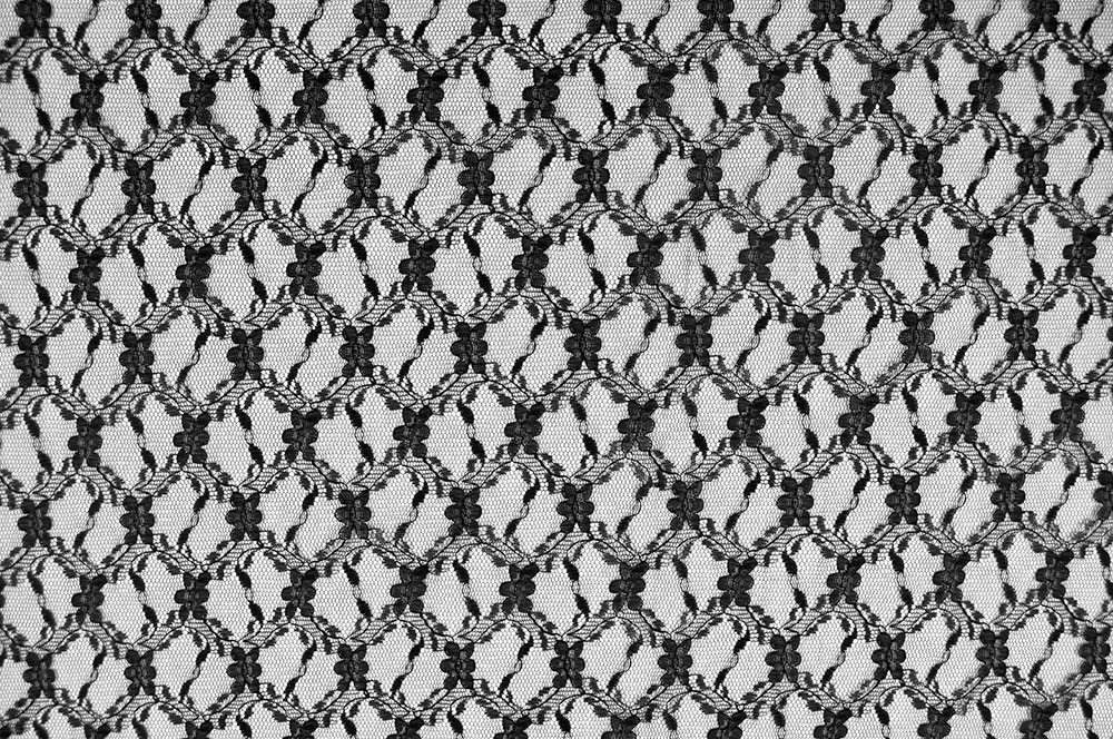 Toller Spitzenstoff mit raffiniertem Muster in verführerischem Schwarz Bk5615 Spitze Blumen Schwarz Spitze Spitzenstoff - Floral-Ornament - Schwarz