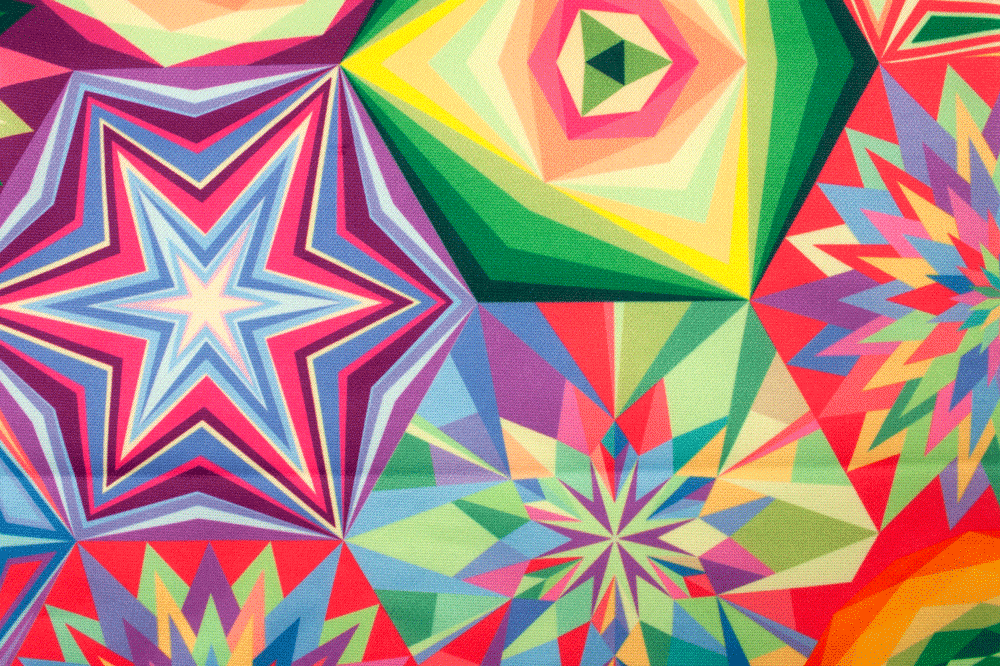 Pflegeleichter, elastischer Stoff mit Retro-Motiv - für alle, die Bewegungsfreiheit lieben Bk6350 Sport Stretch Kaleidoskop S4 Elastikstoffe Sport Stretch - Kaleidoskop