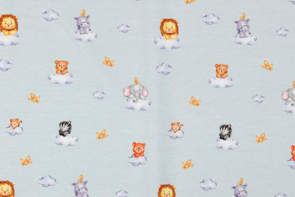 Wolkige Aussichten für diese niedlichen Zootiere - der perfekte Jersey für bequeme Bekleidung und vieles mehr Bk7327002 Jersey Digital Tiere Auf Wolken S4y Kinder Jersey - Digital - Wolkige Zootiere