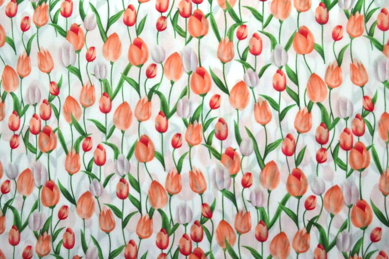 Farbenfroher Bekleidungsstoff aus geschmeidiger Viskose zum absoluten Top-Preis Bk7354 Viskose Tulpen Dirndlstoffe Viskosestoff - Tulpen-Traum