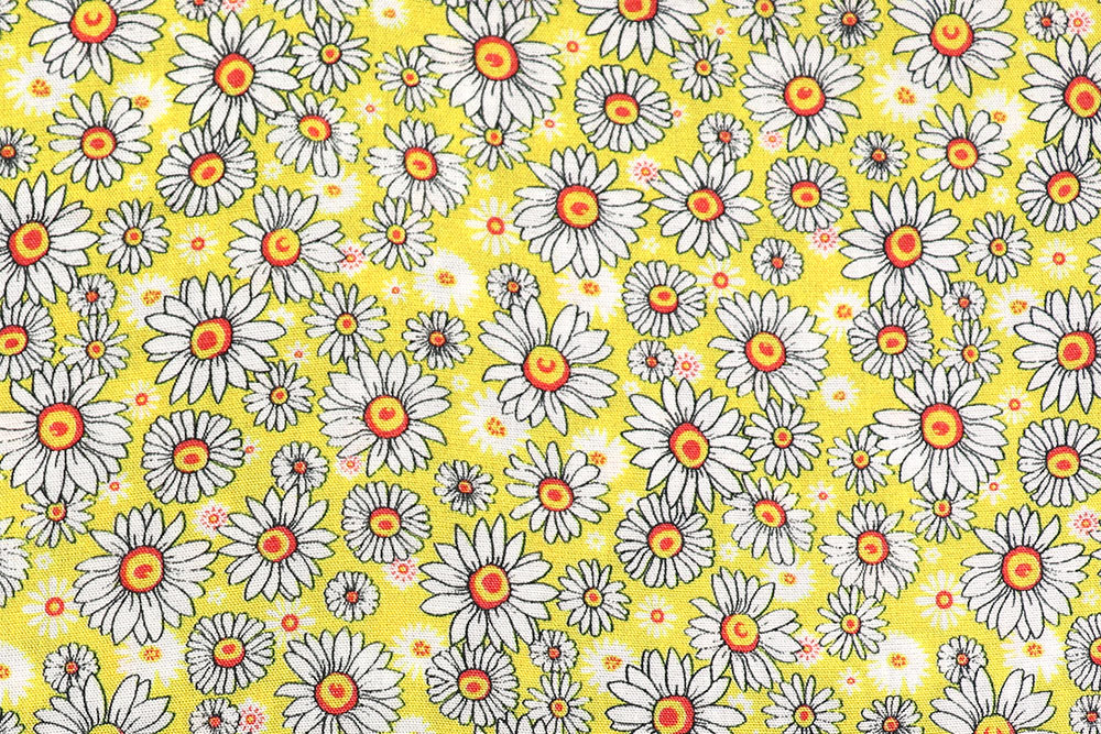 Sanforisierte Viskose mit einem super niedlichen Blümchen-Design Bk7582 Viskosestoff Gaensebluemchen Gelb Dirndlstoffe Viskosestoff - Gänseblümchen - Gelb