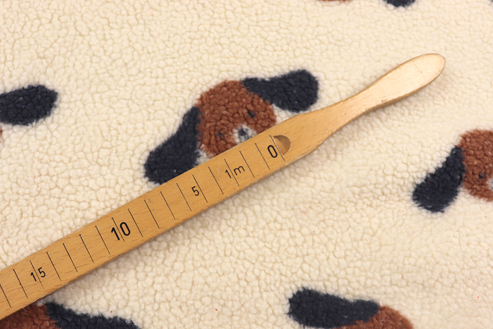 Super kuscheliger Sherpa in Creme mit niedlichem Hunde-Motiv Bk7734 Sherpa Fleece Hunde S4 Sherpa Fleece Sherpa Fleece - Hündchen