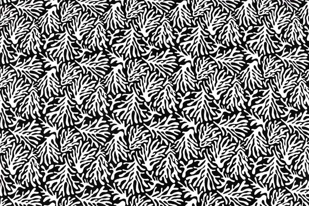 Kontrastreiches Motiv mit maritimem Charme auf locker-leichter Baumwolle Bk7764 Musselin Korallen Schwarz Weiss Blusenstoffe Musselin - Korallenriff