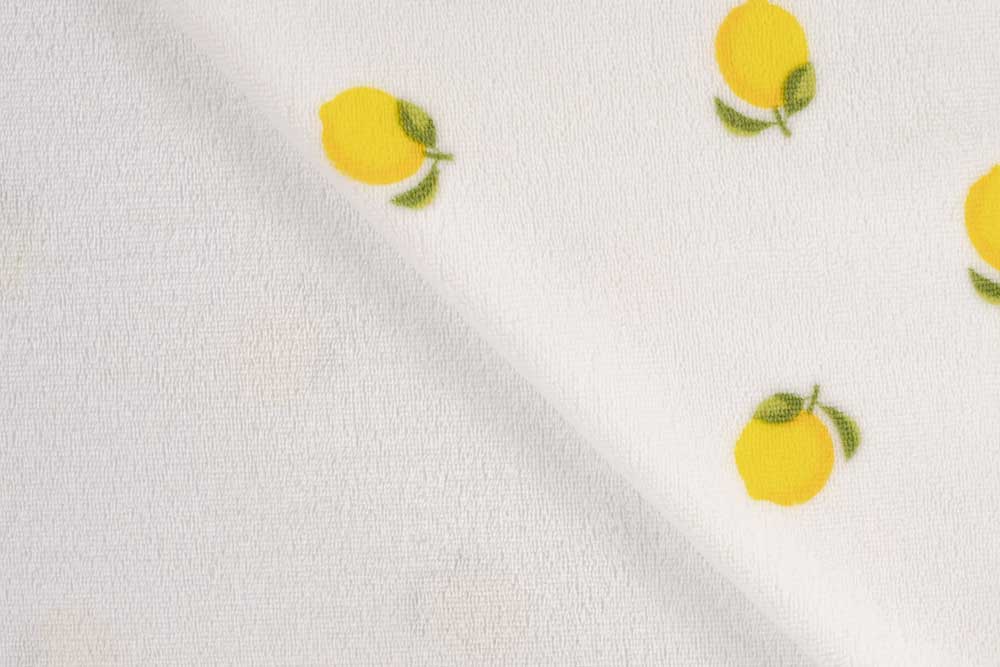 Frische Zitronen auf weichem Frottee – perfekt für sommerliche Handtücher, Strandtücher und Accessoires! Bk7834 Frottee Sonnigezitronen Frotteestoffe Frottee - Sonnige Zitronen