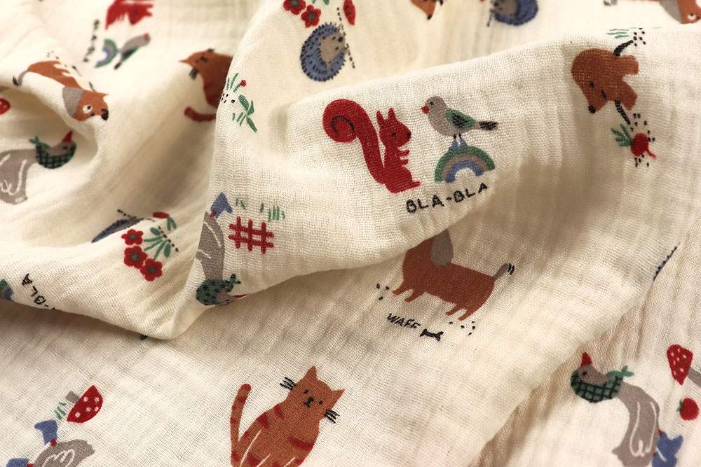 Wuff, Meow und Bla Bla - tierisch süß und super witzig - Ihr nächster Musselin-Favorit! Bk7878 Musselin Tiere S4 Kinderstoffe Musselin - Witzige Tiere